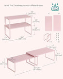 SONGMICS Cabinet Organizer Shelf, Set of 2 Kitchen Counter Shelves, Kitchen Storage, Spice Rack, Stackable, Expandable, Metal and Engineered Wood, Jelly Pink UKCS025S01 by CozyNest Decor