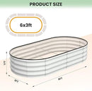 2 Pcs 6x3x1ft Oval Raised Garden Bed, Galvanized Raised Beds,Open-Ended Base Metal Raised Planter Beds,Garden Bed Outdoor,Planter Raised Boxes for Vegetables, Flowers,Tool-Free Asse,White by CozyNest Decor