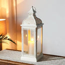 TRIROCKS Rustic Style Metal Candle Lantern 19'' High Decorative Hanging Lantern Candle Holder with Tempered Glass for Christmas Living Room Garden Yard Patio Parties Events Indoors Outdoors(Cream) by CozyNest Decor