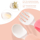 Baby Self Feeding Training Spoon and Fork Set with Travel Case, BPA-Free Cute Circle Toddler Training Utensils, Silicone/ABS Great Tableware Set Spoons Fork for Kids (Pink& Light Pink) by TinyTreasures Baby Boutique
