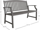 Grand patio 52" Farmhouse Outdoor Bench, Garden Benches with Rust Free Metal Powder Coated Frame and Aluminum Backrest, Faux Wood Grain Finish Frame Patio Bench for Front Porch, Weathered Grey by GreenHaven Gardens