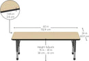 FDP Rectangle Activity School and Classroom Kids Table (24 x 60 inch), Chunky Toddler Legs, Adjustable Height 15-24 inches - Maple Top and Black Edge by CozyNest Decor
