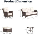 9 Pieces Outdoor Patio Furniture Sets with Rocking Swivel Chairs with 6-inch Thick Cushion and Side Table for Deck Lawn by GreenHaven Gardens