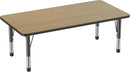 Factory Direct Partners FDP Rectangle (30 x 60 inch) Classroom Table with Adjustable Chunky Toddler Legs (15-24 in); Preschool, Kinder and Daycare Furniture - Pasadena Oak Top/Black Edge and Legs by CozyNest Decor
