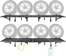 4 Pack 1,5x4ft Heavy Duty Garage Wall Shelving, Garage Shelving Wall Mounted, Storage Rack with Hooks (Black) by GreenHaven Gardens