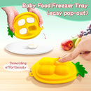 Baby Fruit Food Feeder - Silicone Nibble Tray Combo - Breastmilk Popsicle Mold for Cooling Relief, BPA Free Mesh Feeder for Infant Self Feeding (Robot Pink + Pineapple) by TinyTreasures Baby Boutique