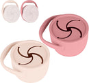 Silicone Snack Cups for Toddlers, Snack Containers with Lids, Foldable Baby Food Catcher with Holders and Dustproof Lid, 2 Pack (Color 1) by TinyTreasures Baby Boutique