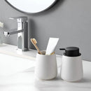 Speckled White Toothbrush Holder Set - 2Pcs Bathroom Ceramic Tooth Brushing Holders, Toothbrush Cup, Toothpaste Organizer for Countertop, Makeup Brush Holder, Pen Holder for Home Desktop Storage by CozyNest Decor