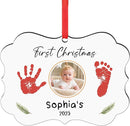 Baby Hand and Footprint Ornament - Baby Frist Christmas Ornament 2025 with Custom Photo, Name, Date - Personalized Baby Gifts, Newborn Keepsake, New Mom Gifts by TinyTreasures Baby Boutique