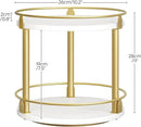 Lazy Susan Organizer, Rotating Spice Rack, 2 Tier Spice Turntable Organizer, Industrial Turntable Spice Holder, for Kitchen Countertop and Cabinet, Compact and Versatile, White and Gold SR22DW by CozyNest Decor