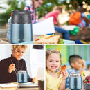 Insulated Thermo Food Jar for Hot & Cold Food for Kids Adult, 17 oz Soup Thermal Hot Food Containers for Lunch, Triple Layer Insulation Stainless Steel Food Jar with Spoon (Lightblue) by TinyTreasures Baby Boutique