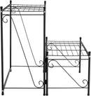 DOEWORKS 2 Tier Metal Plant Stand Storage Rack Shelf, Flower Pot Holder Display Shelf, Black by GreenHaven Gardens