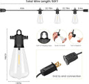 LED Outdoor String Lights, 50 FT Waterproof Patio Lights with 25+2 ST38 Vintage Edison Shatterproof Bulbs, Connectable Dimmable Hanging Lights for Backyard Bistro Cafe Garden Gazebo - Warm White by CozyNest Decor