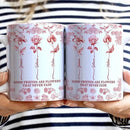 Personalized Mug - Toile De Jouy Birth Flower Grow An Old Friend - Trendy France-China Inspired Design - Christmas Birthday Gift for Girl Friends Besties BFF Best Friend Wildflower Floral Frame by TinyTreasures Baby Boutique