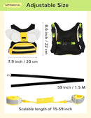 Toddler Harness with Anti Lost Wrist Link - 3-in-1 Baby Safety Leash Backpack, Adjustable Kids Walking Belt with Pocket,Child Locking Wristband for Boys & Girls for Outdoor Travel, Yellow Bee by TinyTreasures Baby Boutique