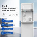 IKT Self-Cleaning Hot Cold and Room Water Cooler Dispenser and Maker Bottom Loading for 5 Gallon Bottle with Energy Saving Mode 22lbs Within 24hrs White by CozyNest Decor