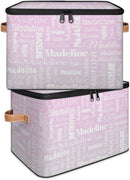 Custom Storage Basket with Name, Personalized Storage Bins with Zipper Lid, Foldable Fabric Storage Box Large capacity with Handle Grey Pink Gradient by TinyTreasures Baby Boutique