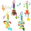 4 PCS Baby Soft Hanging Rattle Crinkle Squeaky Toy - Baby Toys for 0 3 6 9 to 1 Animal Ring Plush Stroller Infant Car Bed Crib Travel Activity Hanging Wind Chime with Teether for Boys Present by TinyTreasures Baby Boutique