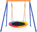 Swing Sets for Backyard, Outdoor Toys for Kids, A-Frame Out Playset Holds 440 lbs with 40" Saucer Swing, Adjustable Ropes by TinyTreasures Baby Boutique