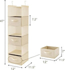 MAX Houser 6 Tier Shelf Hanging Closet Organizer, Closet Hanging Shelf with 2 Sturdy Hooks for Storage, Foldable (Beige-D3) by CozyNest Decor