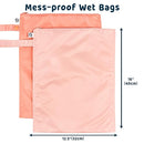 Tiny Twinkle Mess-Proof Waterproof Wet Dry Bag | 2-Pack Reusable Wet Bags for Swimsuits & Baby Clothes | Leakproof Wet Bag for Travel & Diaper Changes for Baby (Peach, Terracotta) by TinyTreasures Baby Boutique