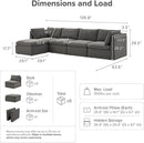 mopio Oversized Modular Sectional Sofa with Fully Removable Covers and Storage, Convertible U, L-Shaped and Sleeper Sectional, Modern Couches with Ottoman Chaise (Stone Gray Fabric, 5 Seats, L) by CozyNest Decor