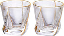 Crystal Whiskey Glasses Set of 2 with 24K Gold Rim,Bar Glasses,Twisted Whiskey Glass Gold Collection for Bourbon,Scotch and Wine,Rock Barware for Men Gift - 8oz by CozyNest Decor