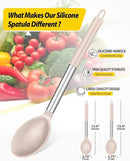 Pack of 2 Large Silicone Cooking Spoons,Non Stick Solid Basting Spoon,Heat-Resistant Kitchen Utensils for Mixing,Serving,Draining,Stirring (STAINLESS STEEL KHAKI) by CozyNest Decor