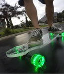 Clear Longboard Skateboard - Transparent Acrylic Long Boards with Light-Up LED Wheels for Smooth Rides - Ride The Streets in Style with Longboard Built for Beginners & Pros Alike by TinyTreasures Baby Boutique