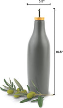 kitchentoolz Olive Oil Stoneware Dispenser Bottle, Ceramic 16 Oz Container for EVOO or Vinegar Kitchen Counter, Pewter Gray by CozyNest Decor