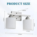 Stainless Steel Milk Glass Vanity Lights for Bathroom, 2 Light Brushed Nickel Bathroom Light Fixtures Over Mirror, Ceramic E26 Sockets Wall Mounted by CozyNest Decor