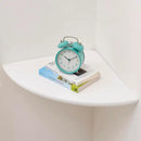 Corner Shelf, Solid Oak Wood Floating Corner Shelf Wall Mount Round End Floating Speaker with Wire Hole for Small Plant Photo for Bedroom Kitchen, Living Room White by CozyNest Decor