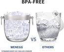 Ice Bucket with Lid, Scoop, Tongs and Strainer - Well Made Insulated Stainless Steel Keep Ice Frozen Longer - Ideal for Cocktail Bar, Parties, Chilling Wine, Champagne - 3 Liter (Stainless Steel) by CozyNest Decor