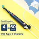 SEAGO Kids Electric Toothbrush, Rechargeable Sonic Soft Bristle Toothbrushes with 8 Brush Heads, DIY Stickers and 5 Modes, Ideal for Kids and Children, Ages 3–12，SG2303(Navy) by TinyTreasures Baby Boutique
