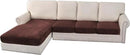 H.VERSAILTEX Velvet Stretch Sectional Couch Covers - 4 Piece L Shape Sofa Seat Cushion Set for 3 Seater + 1 Chaise (Brown) by CozyNest Decor
