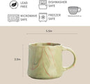 Abstract Art Ceramic Coffee Mugs Set - 2 Pack, Mint Green with Red and White Accents, Handcrafted Design for Modern Kitchen or Office by CozyNest Decor