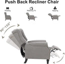 EBELLO Pushback Recliner Chair, Fabric Armchair Push Back Recliner with Rivet Decoration, Mid Century Wingback Accent Chair for Living Room, Bedroom, Grey by CozyNest Decor