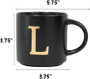 COLLECTIVE HOME - Monogram Ceramic Mugs, 15 oz Golden Initial Black Coffee Cups, Elegant Alphabet Tea Mugs, Elegant Personalized Mug with Gift Box, Unique Mug with Double Side Capital Lette (L) by CozyNest Decor
