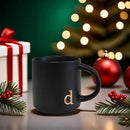 COLLECTIVE HOME - Black Monogram Ceramic Mugs, 15 oz Golden Initial Coffee Cups, Elegant Alphabet Tea Mugs, Personalized Halloween Mug with Gift Box, Perfect for Office and Home Décor (d) by CozyNest Decor