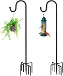 84" Shepherds Hooks for Outdoor with 7 Prongs Base, Heavy Duty Bird Feeder Pole for Hanging Lantern, Hummingbird Feeder, Shepherds Hook for Bird Feeders for Outside, 2 Packs, Black by GreenHaven Gardens