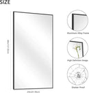 48x24In Black Bathroom Mirror for Wall, Rectangle Mirrors with Metal Frame, Bathroom Rectangular Mirror Modern Wall Mirror for Bedroom Living Room, Entryway Hangs Horizontal or Vertical by CozyNest Decor