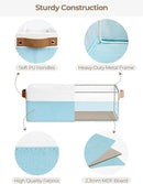 StorageWorks Narrow Storage Bins, Small Basket for Closet and Shelves, Fabric Organizer with Handles, Toilet Paper Storage, Light Blue and White, 2-Pack by CozyNest Decor