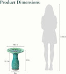 LuxenHome 23 Inch Ceramic Bird Bath for Outside, Elegant Tall Outdoor Bird Bath, Lightweight Pedestal Glazed Birdbaths for Outdoors with Floral Embossed Design, Jade Green by GreenHaven Gardens