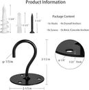 Ceiling Hooks for Hanging Plants-Heavy Duty Wall Mount Hanger Bracket for Hanging Bird Feeders, Lanterns, Wind Chimes, Planters, Outdoor Decoration (3 Pack) (Black) by GreenHaven Gardens