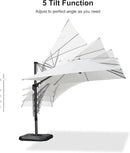 PURPLE LEAF 9.8' X 9.8' Patio Umbrella with Base Outdoor Cantilever Swivel Square Umbrella with Tilt Aluminum Offset Umbrella with 360-degree Rotation for Garden Deck Pool Patio White by GreenHaven Gardens