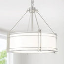 16.3''Drum Chandelier 3-Light Brushed Nickel Modern White Fabric Chandeliers Adjustable Drum Pendant Light for Dining Room Kitchen Island Hallway Living Bedroom by CozyNest Decor