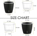 Self-Watering Pots for Indoor Plants, 6-Pack 6.7'' Self Watering Planter with Drainage Holes, Small African Violet Pots with Water Indicator, Clear Wick Pot, Black by CozyNest Decor