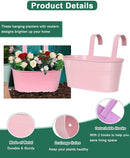 vensovo Metal Railing Planter for Outdoor Plants - 3 Pack Balcony Hanging Flower Pots with Detachable Hooks and Drain Holes Oval Bucket Rail Box Fence Planters for Home Garden Decor, Purple Pink Blue by GreenHaven Gardens
