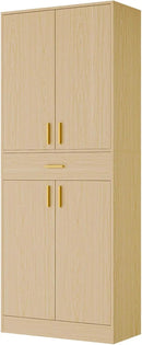 Cozy Castle Pantry Cabinet, 71" Tall Kitchen Storage Cabinet with Doors and Shelves, Freestanding Wood Cupboard Utility Hutch with Drawer for Dining Room Living Room Bathroom Furniture, Oak by CozyNest Decor