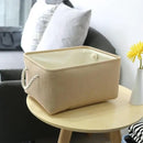 TheWarmHome Decorative Basket Rectangular Fabric Storage Bin Organizer Basket with Handles for Clothes Storage (Beige, Medium-1Pack,13.8L*9.8W*6.7H) by CozyNest Decor